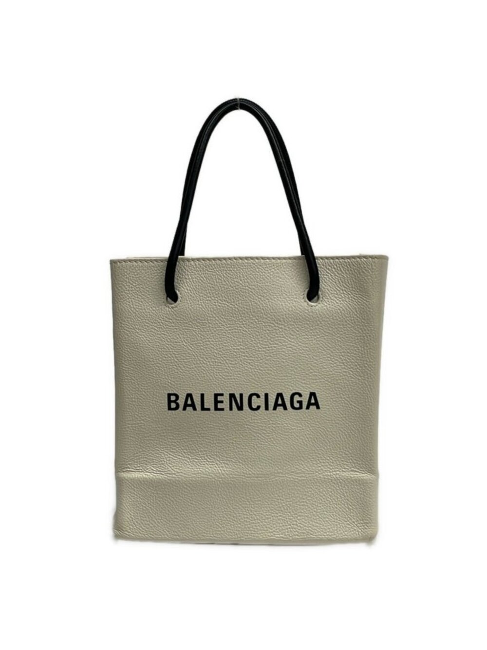 Balenciaga Tote Bag Shopping XXS White Black Leather